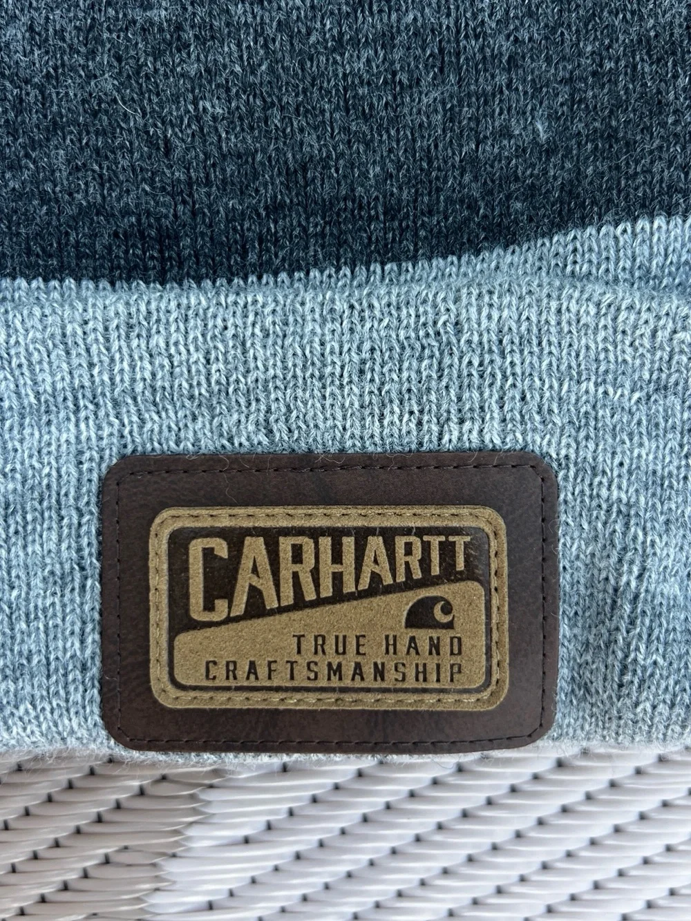 Carhartt Pom Pom Beanie Gray Knit Hat Winter Cuffed Logo Cap Unisex